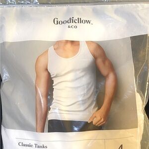 4 white goodfellow men’s undershirts